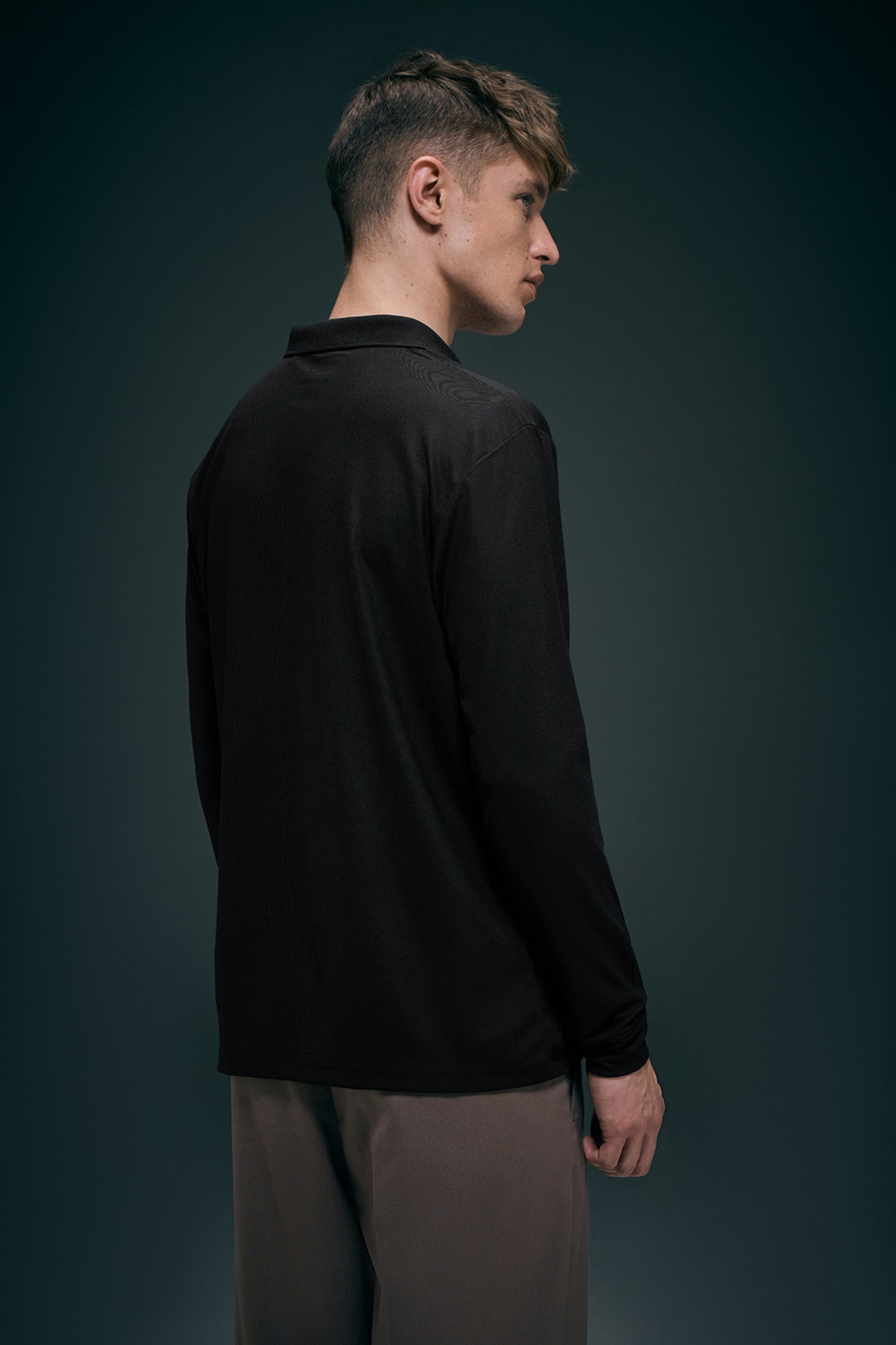 Black Full Sleeve Smart Tech Polo Full Sleeve T-Shirt Maxzone Clothing