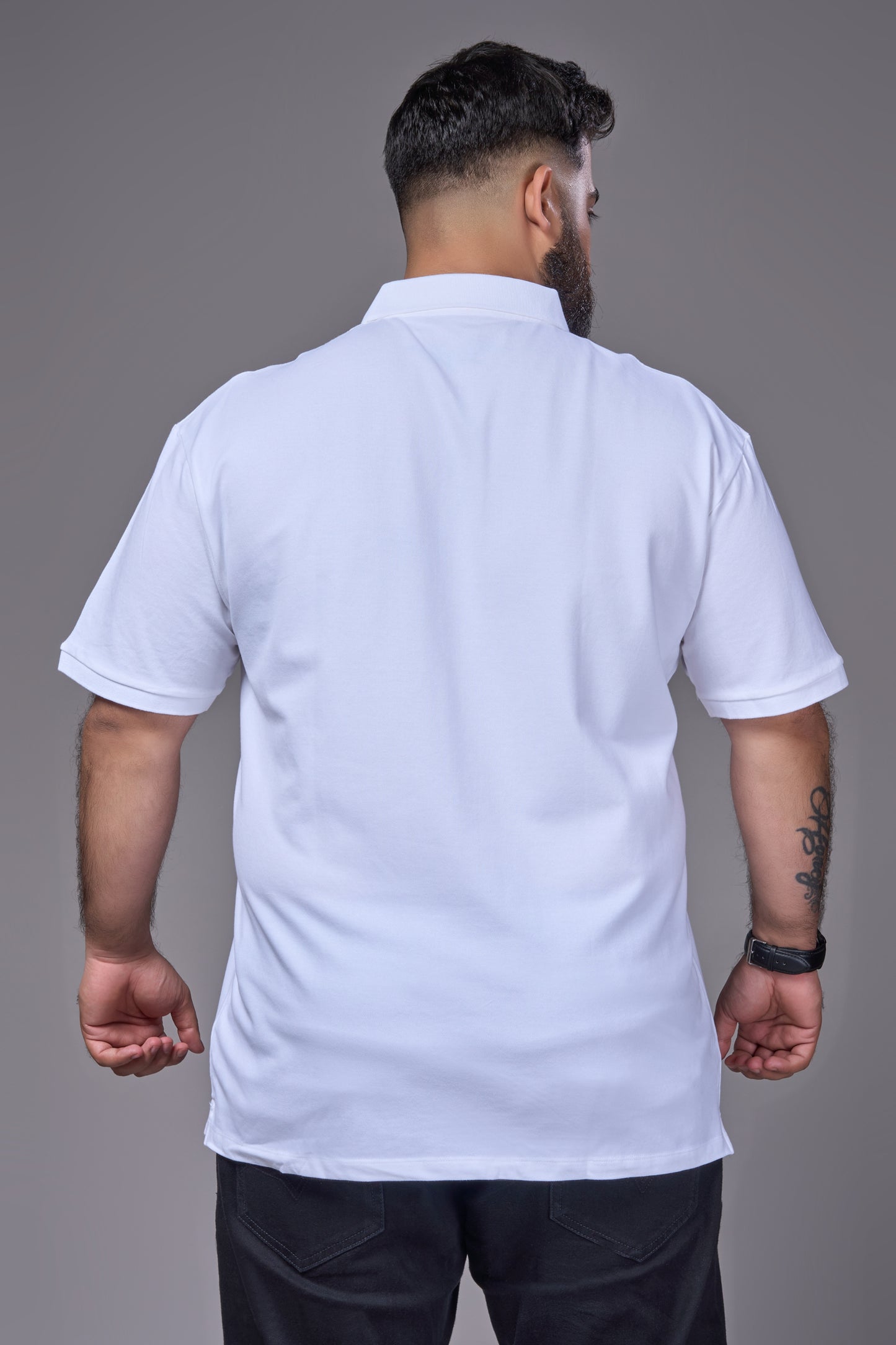 White - Cotton Pique Polo Plus Size