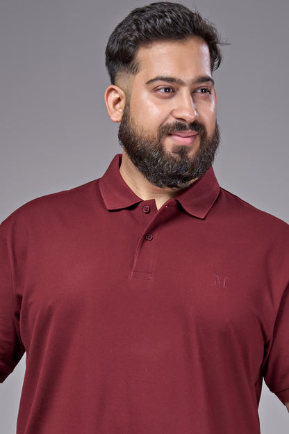 Wine - Cotton Pique Polo Plus Size