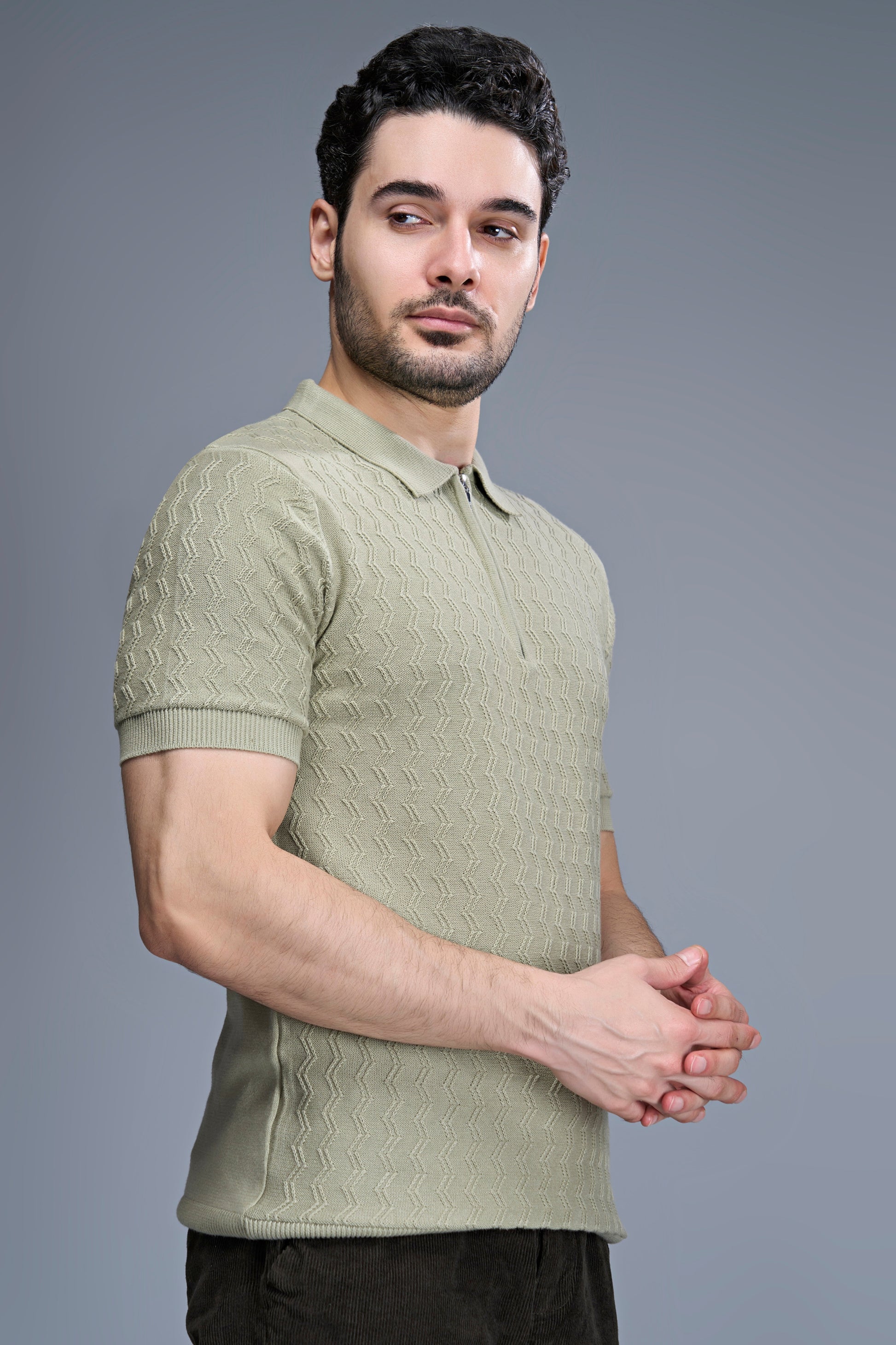 Olive Green - Luxe Knitted Polo Maxzone Clothing