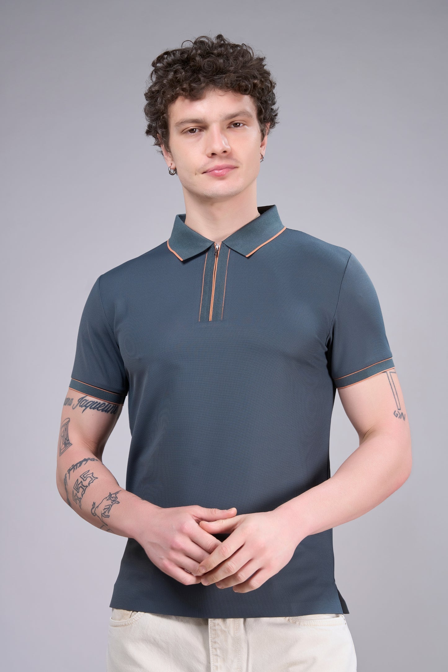 Dusty Green - Stitchless Zipper Polo