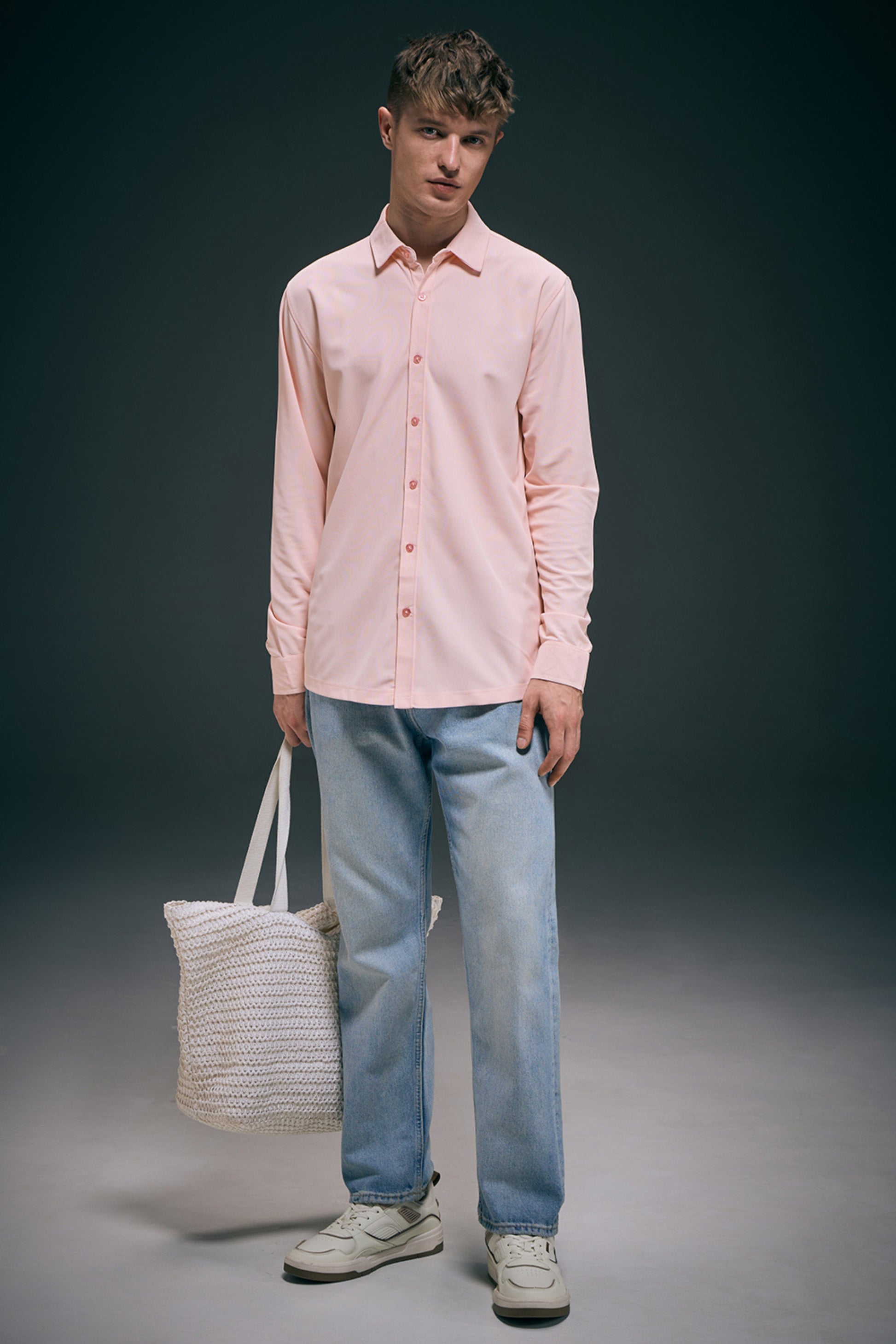 Light Pink Smart Tech Full Sleeve Shirt - Main Image