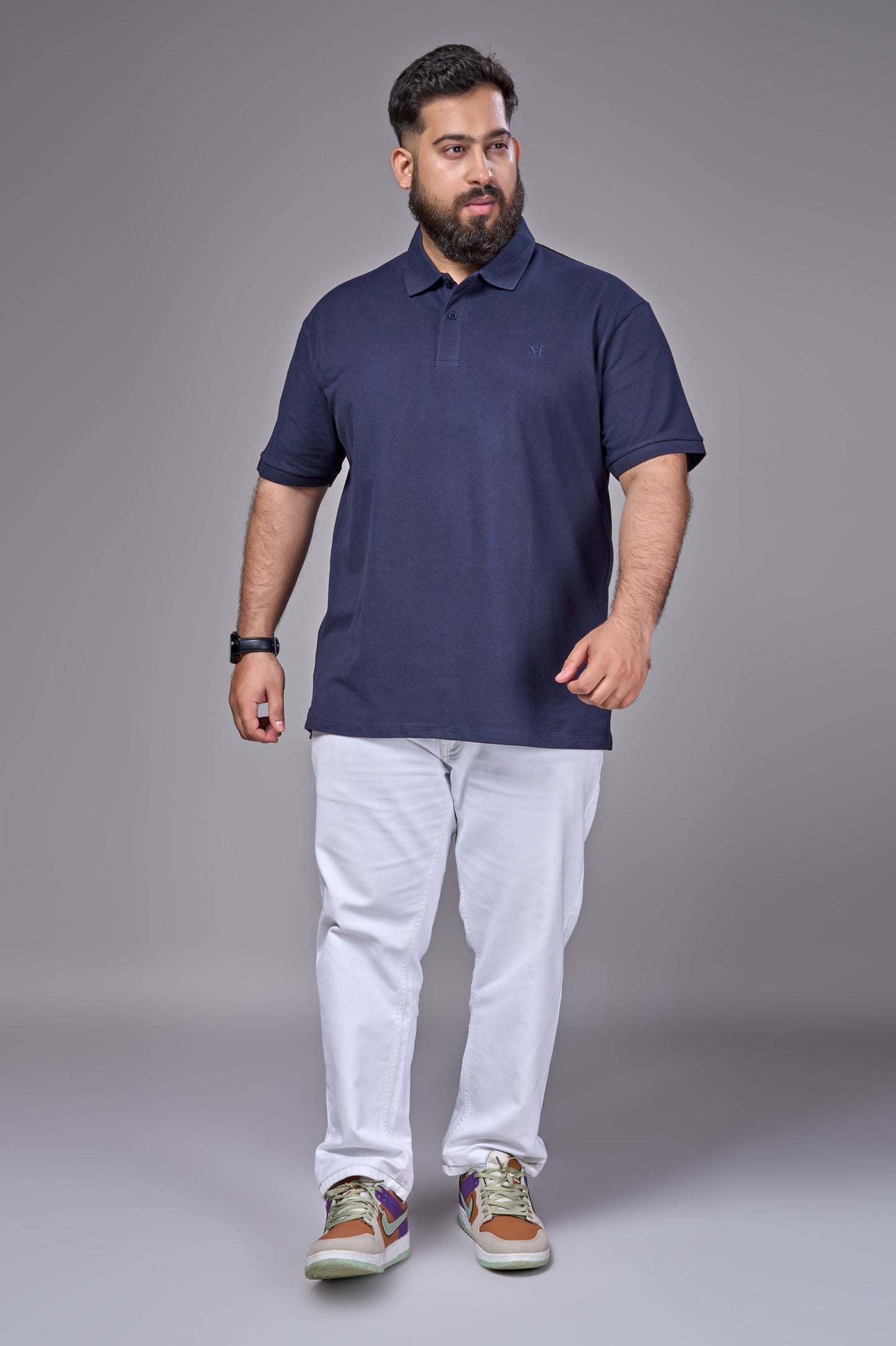 Teal Navy - Cotton Pique Polo Plus Size