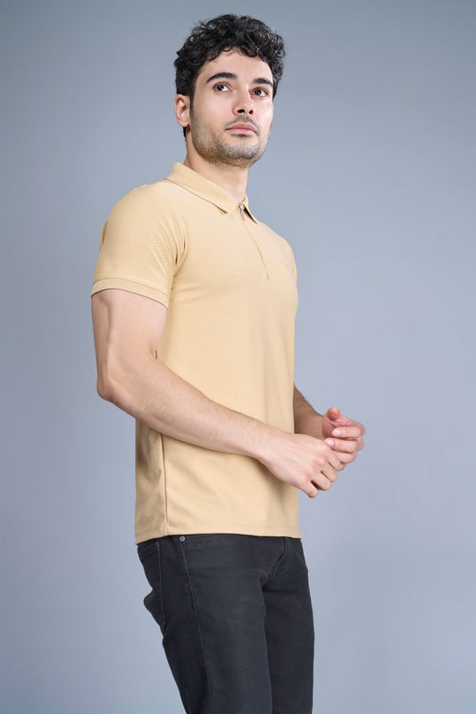 Polo T-shirt with zip - Bisque  Maxzone Clothing   