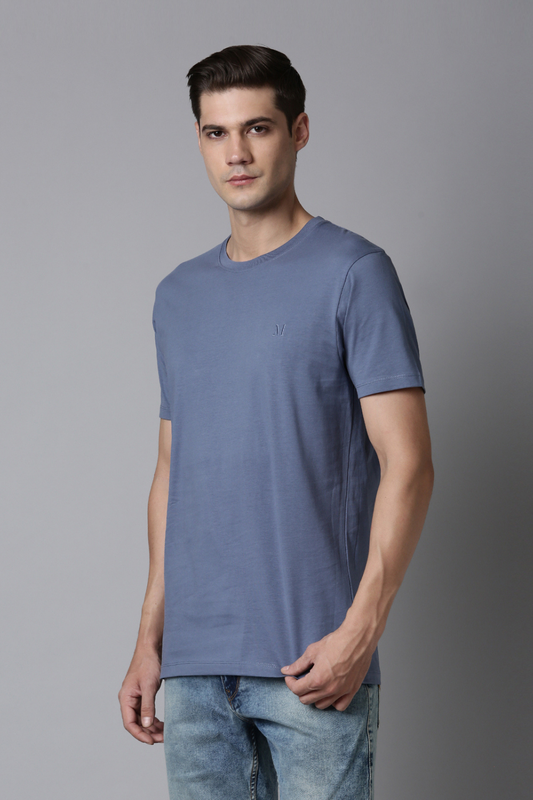 Shop Men's Pastel Grey Cotton Solid T-shirt-front Maxzone Clothing
