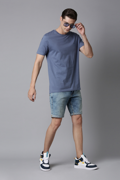 Pastel Grey Cotton IQ Basics T-SHIRT Maxzone Clothing