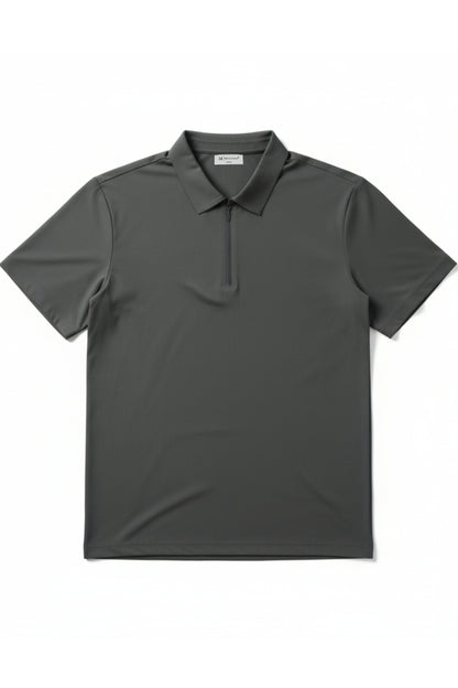 Dark Grey - Stitchless Zip Polo T-shirt