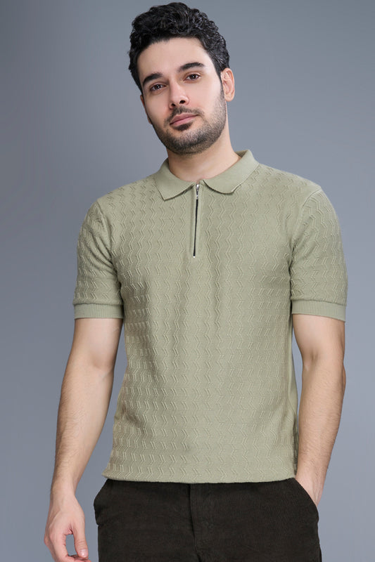 Olive Green - Luxe Knitted Polo Maxzone Clothing