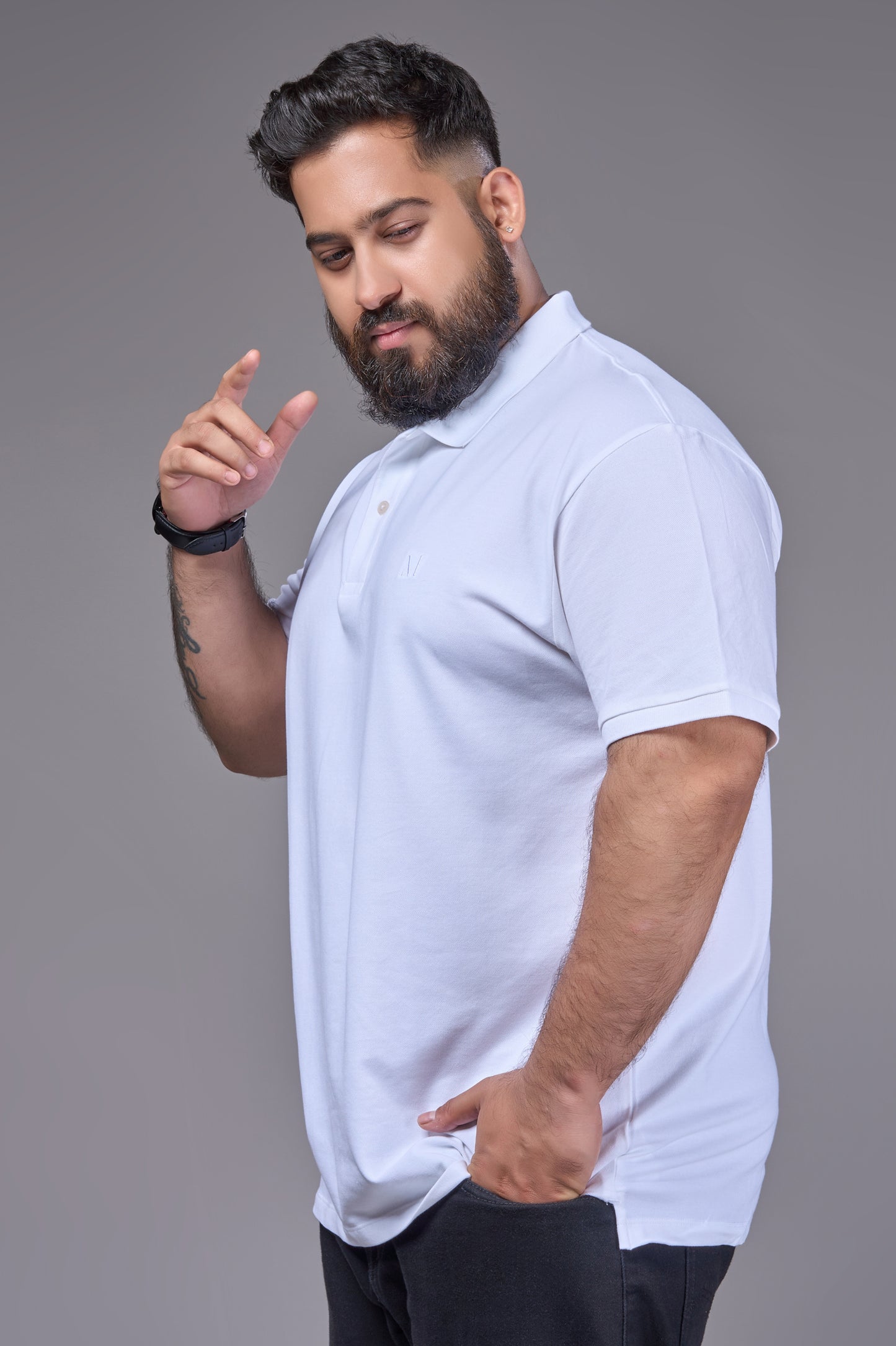 White - Cotton Pique Polo Plus Size