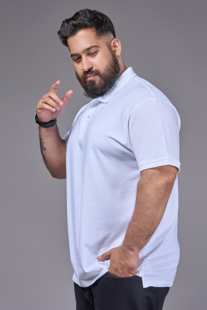 White - Cotton Pique Polo Plus Size