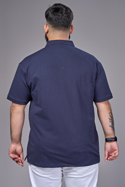 Teal Navy - Cotton Pique Polo Plus Size