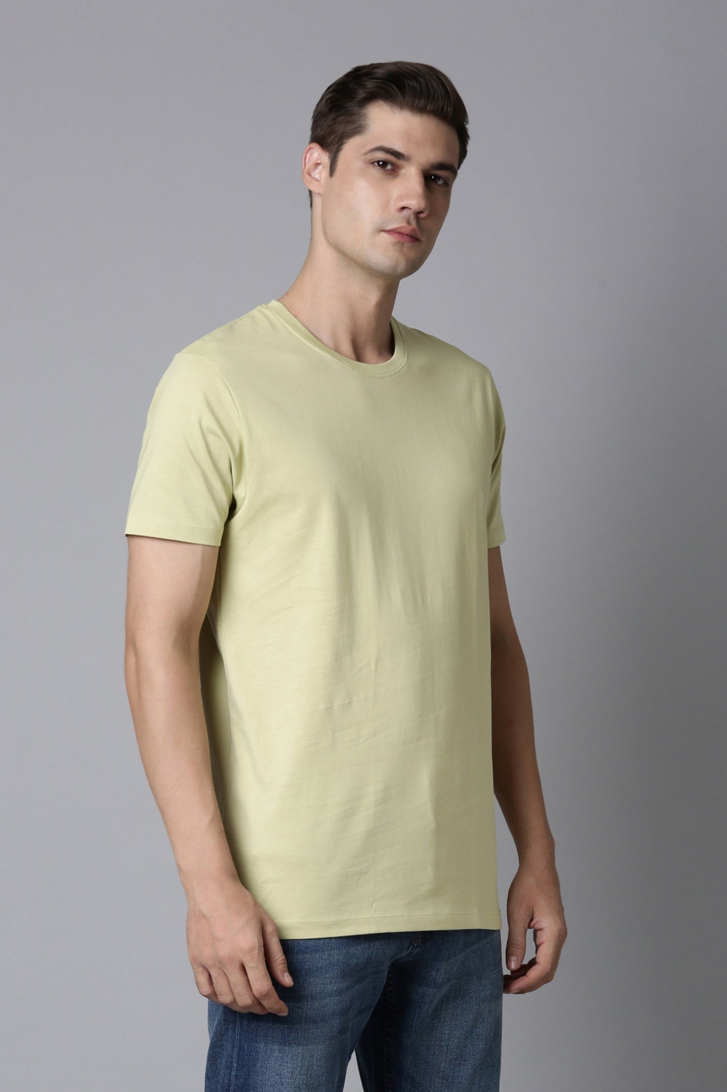 Pastel Yellow Cotton IQ Basics T-SHIRT Maxzone Clothing