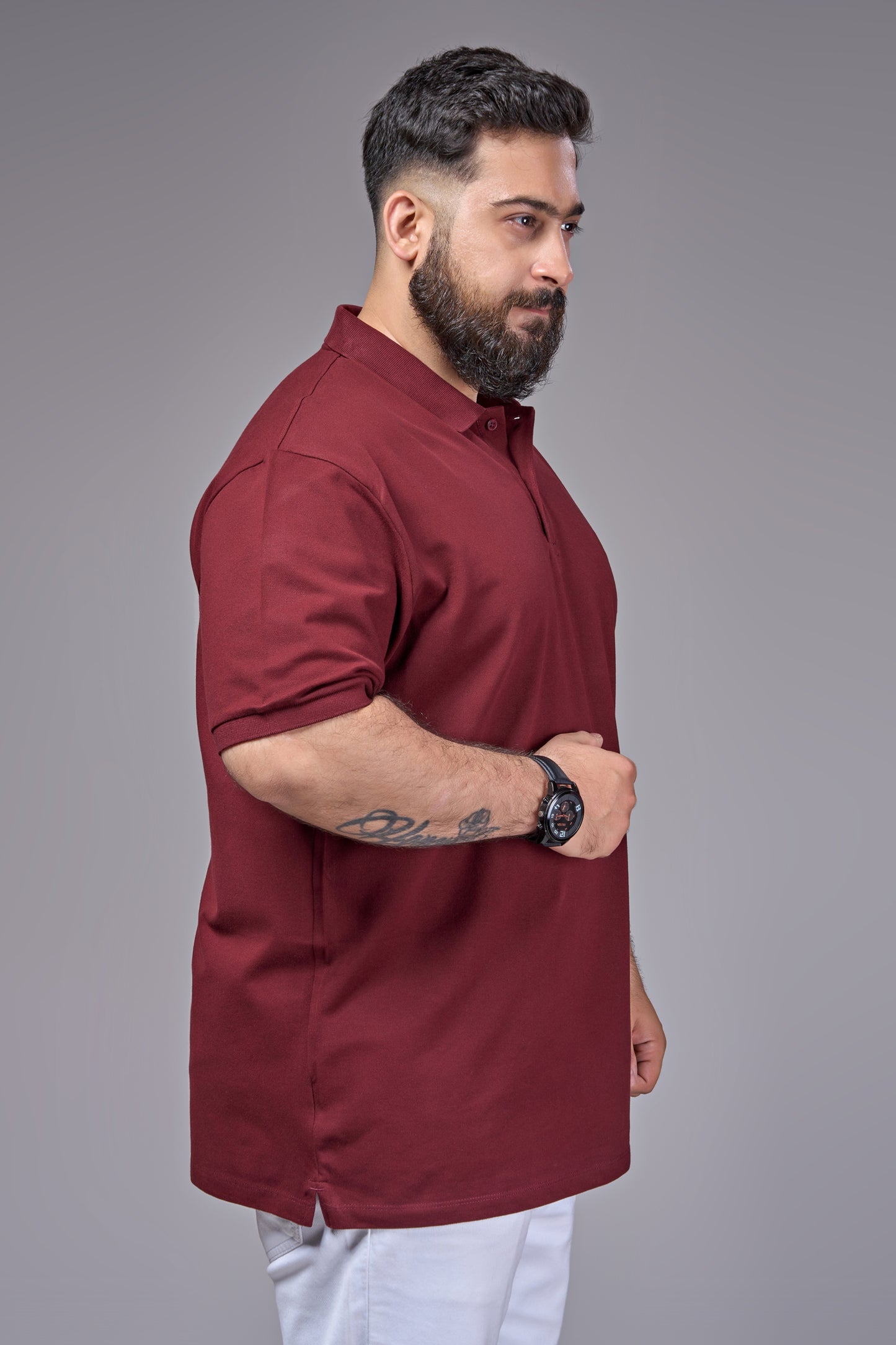 Wine - Cotton Pique Polo Plus Size