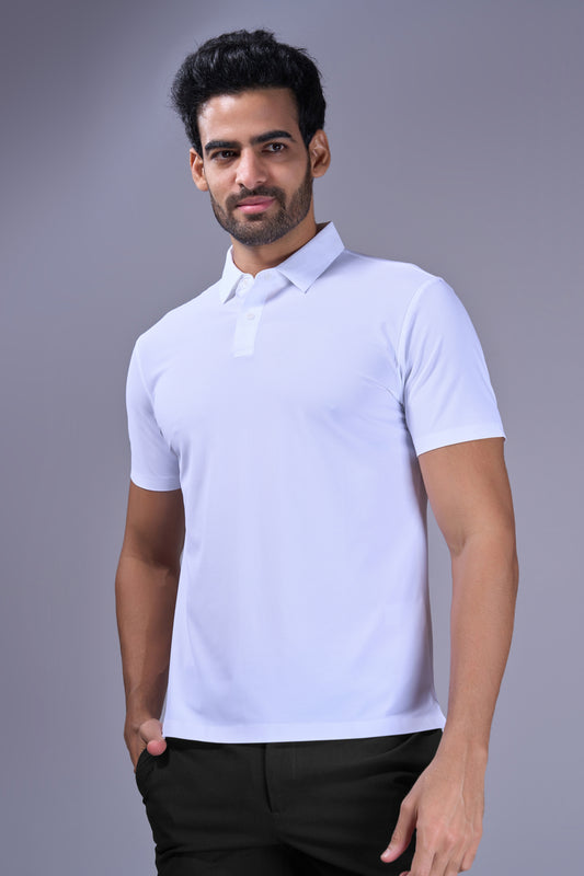 White - 2 Button Stitchless Polo