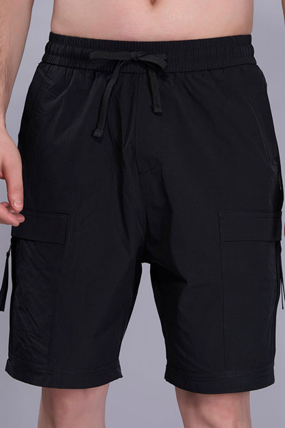 Black - Cargo Zip Pocket Shorts