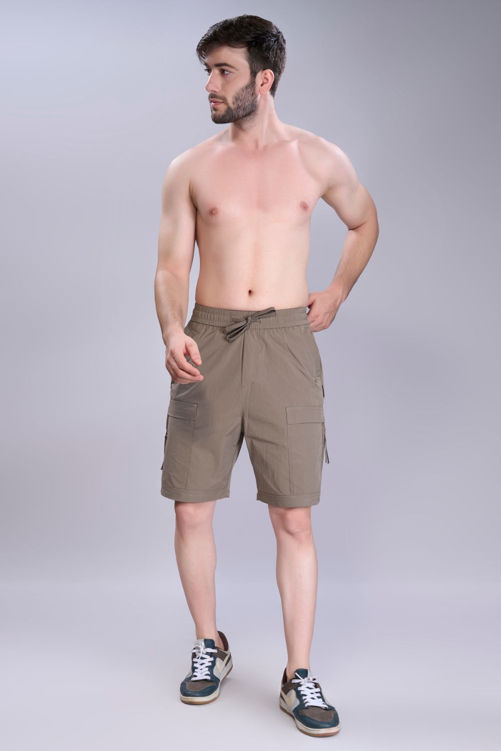 Olive  -  Cargo Zip Pocket Shorts