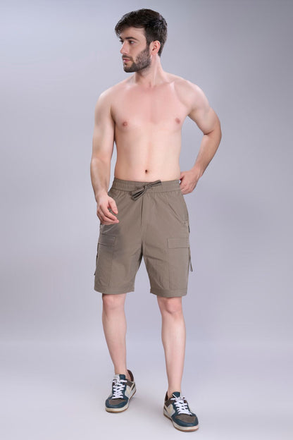 Olive  -  Cargo Zip Pocket Shorts