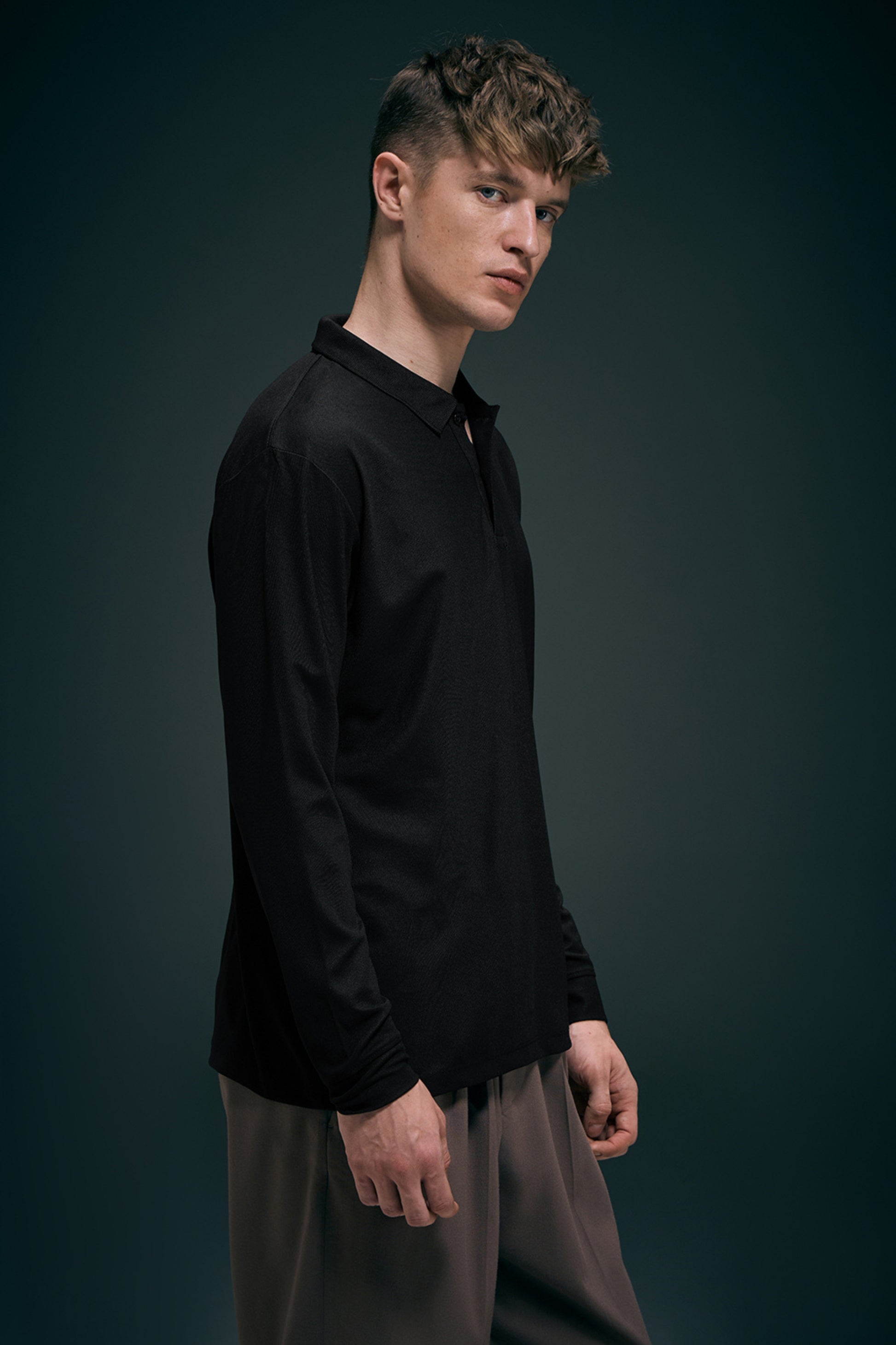 Black Full Sleeve Smart Tech Polo Full Sleeve T-Shirt Maxzone Clothing