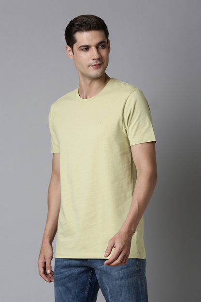 Pastel Yellow Cotton IQ Basics T-SHIRT Maxzone Clothing 36/S