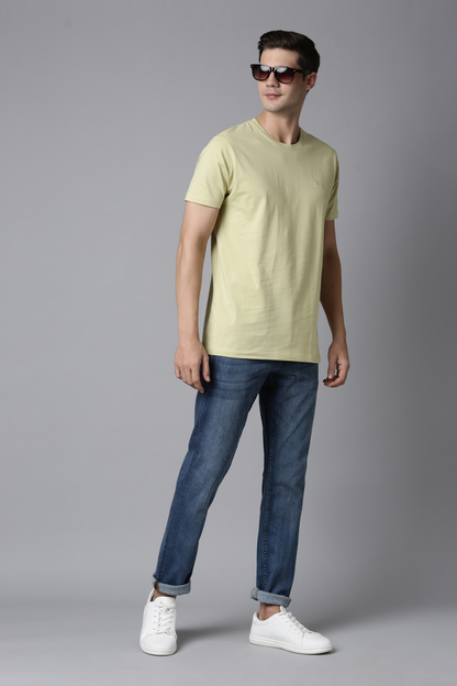 Pastel Yellow Cotton IQ Basics T-SHIRT Maxzone Clothing