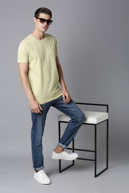 Pastel Yellow Cotton IQ Basics T-SHIRT Maxzone Clothing