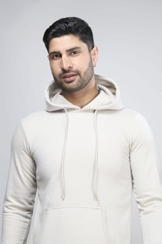 Shop Men's Silver Grey Plain Solid Hoodie-front Maxzone Clothing