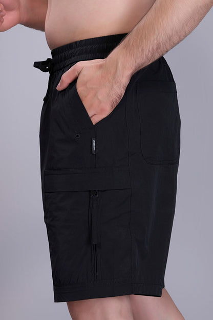 Black - Cargo Zip Pocket Shorts