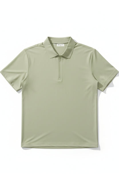 Pista Green - Stitchless Zip Polo T-shirt