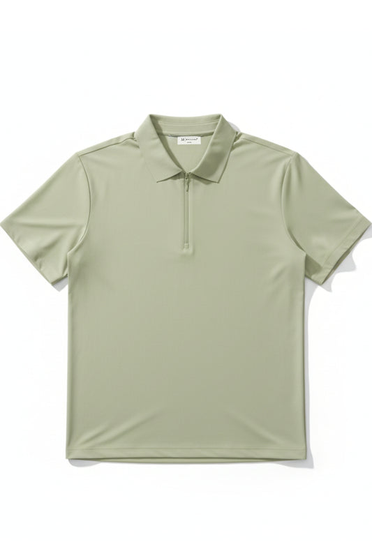 Pista Green - Stitchless Zip Polo T-shirt