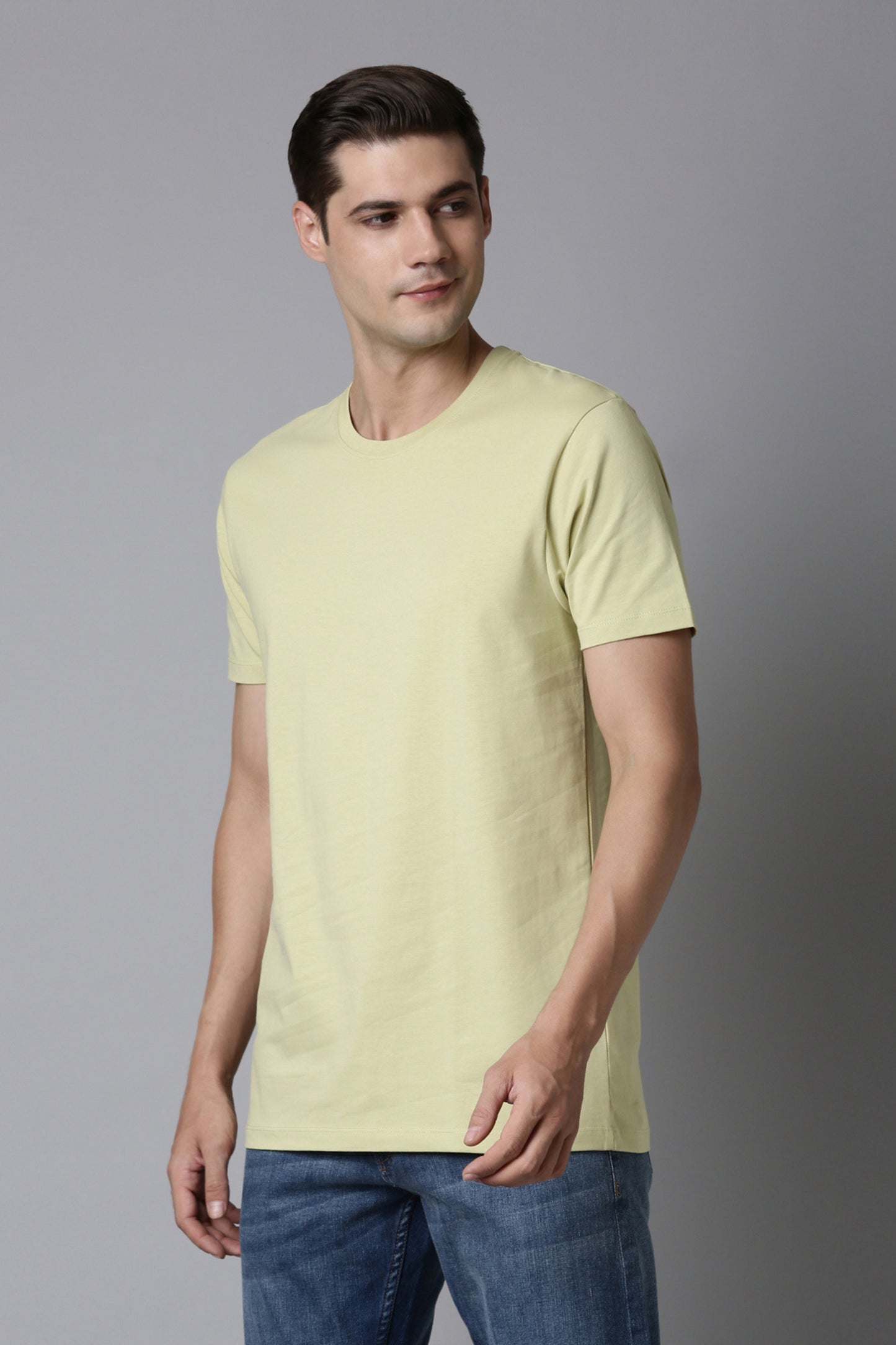 Pastel Yellow Cotton IQ Basics T-SHIRT Maxzone Clothing