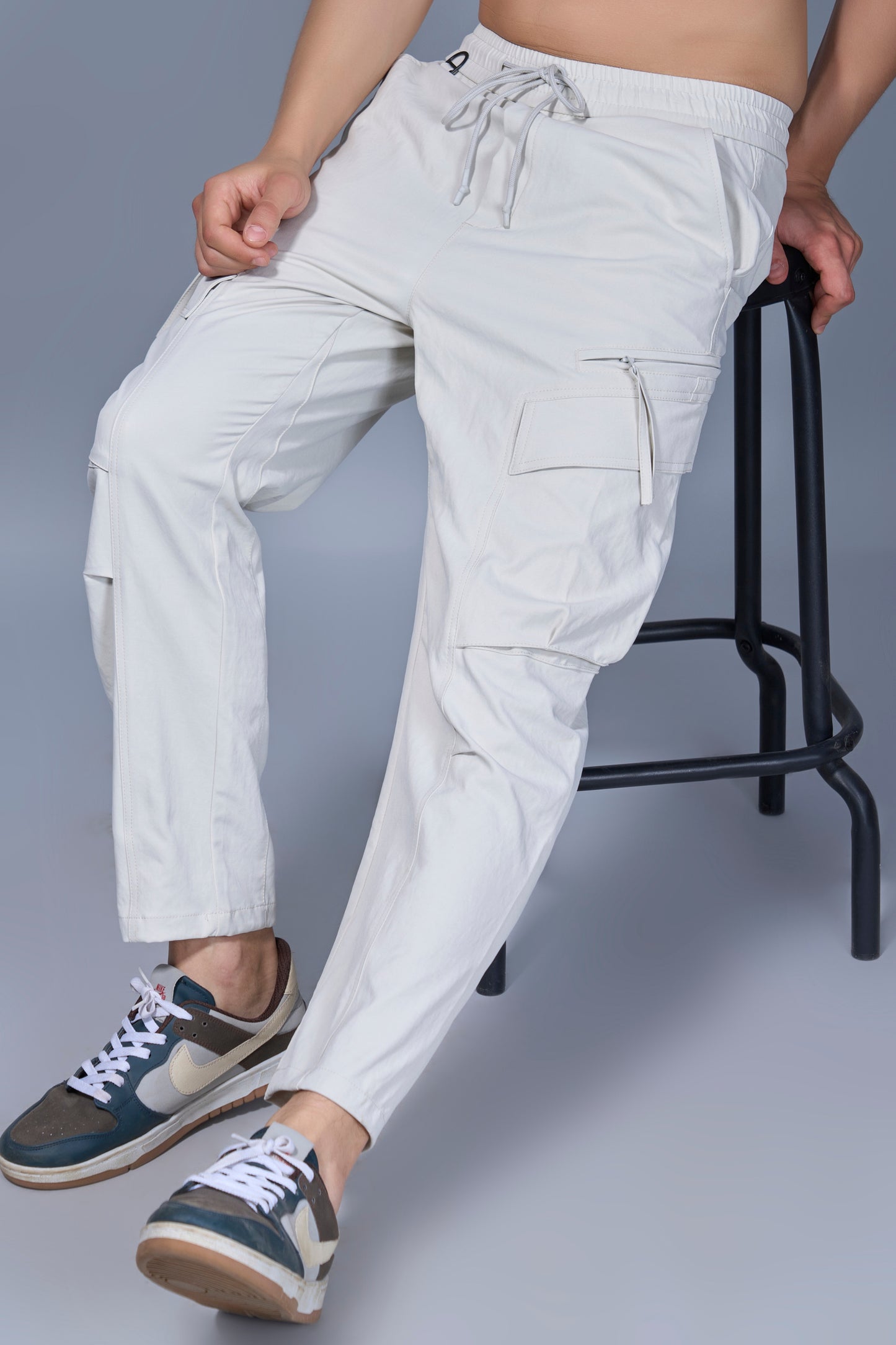 White Korean Cargo Maxzone Clothing