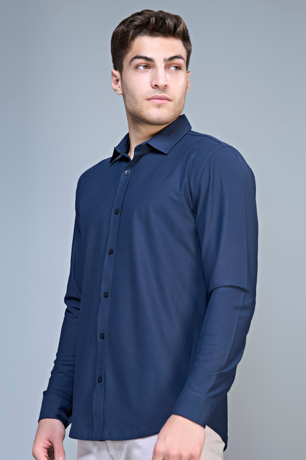 Navy Smart Tech Full Sleeve Shirt Full Sleeve Shirt Maxzone Clothing   