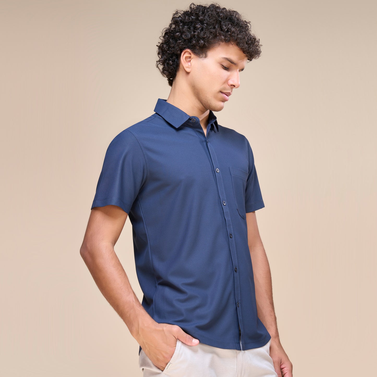 Navy - Smart Tech Pocket Shirt Maxzone Clothing