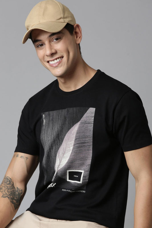 Shop Men's Black Graphic T-Shirt-front Maxzone Clothing 