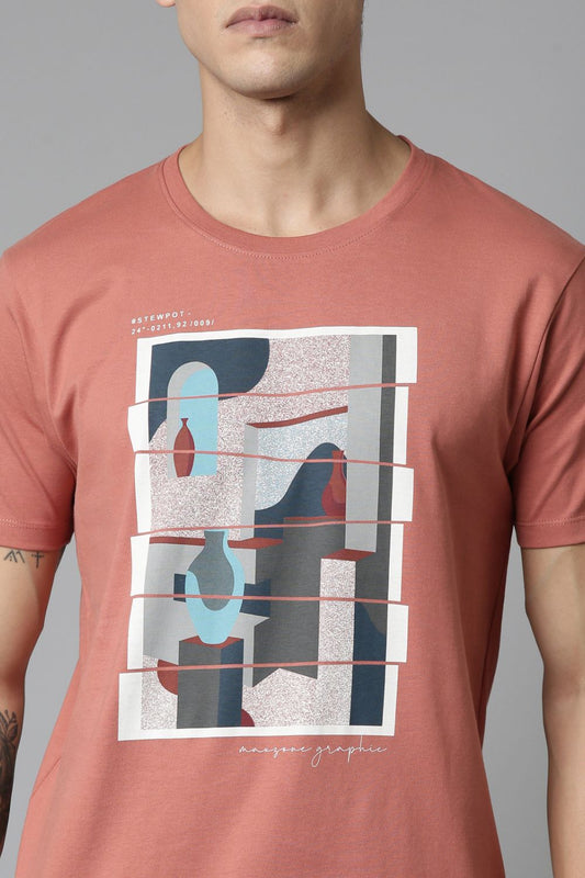 Shop Men's Russet Graphic T-Shirt-front Maxzone Clothing 