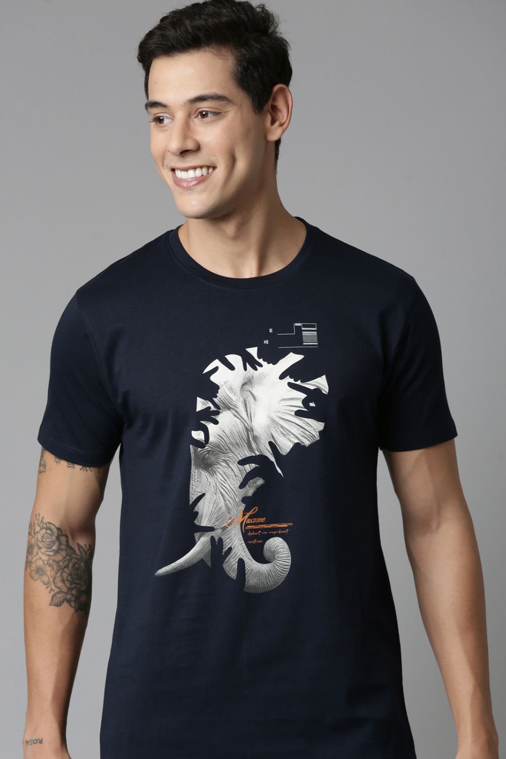 Teal Navy Graphic T-Shirt  Maxzone Clothing   