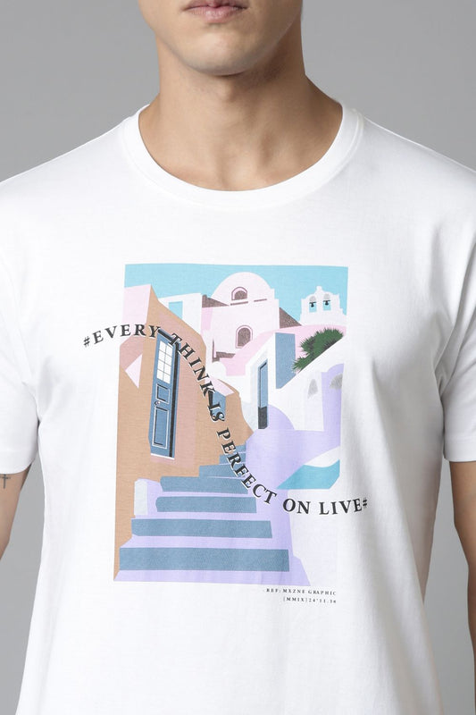 Shop Men's White Graphic T-Shirt-front Maxzone Clothing 