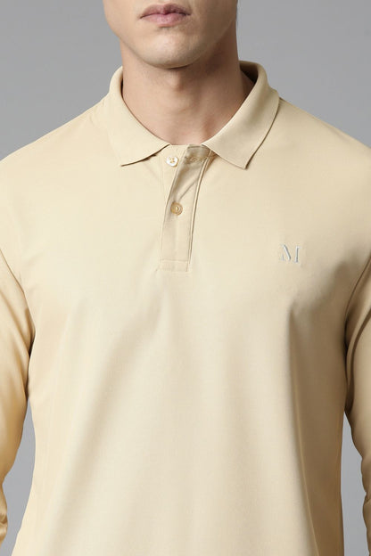 Bisque Full Sleeve Smart Tech Polo