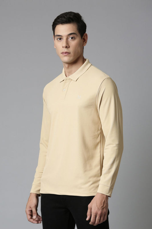 Shop Men's Bisque Full Sleeve Polo T-shirt-front Maxzone Clothing