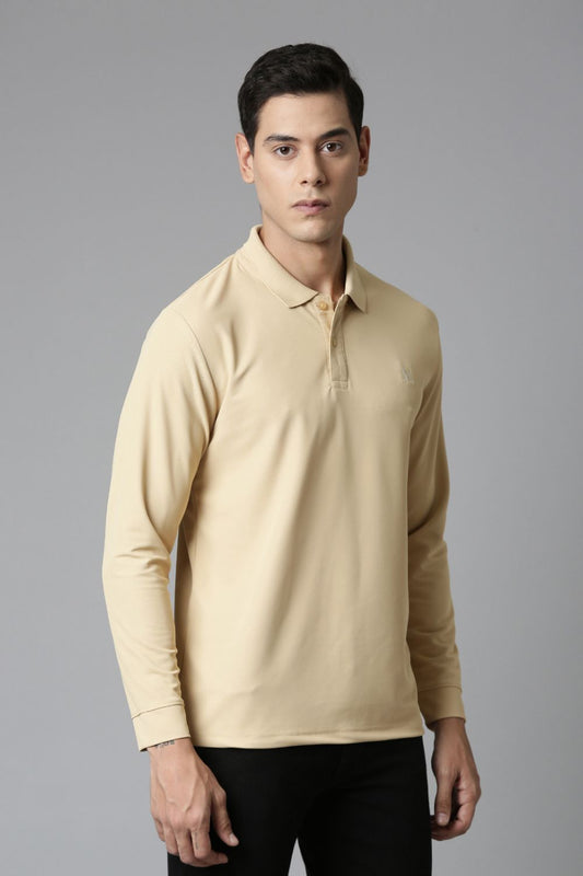 Bisque Full Sleeve Smart Tech Polo