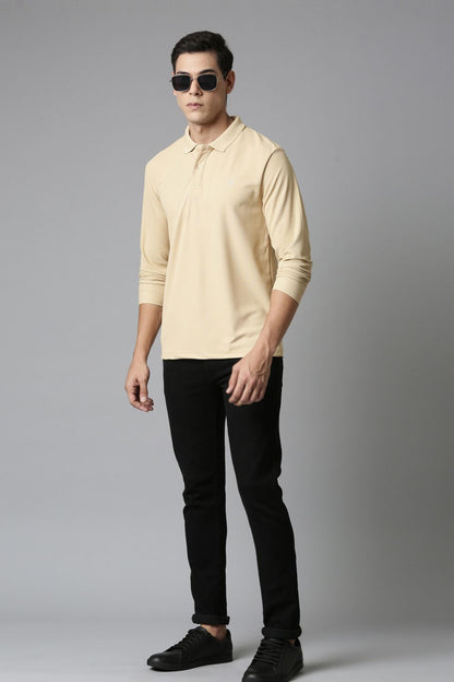 Bisque Full Sleeve Smart Tech Polo
