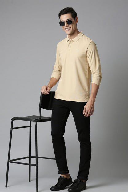 Bisque Full Sleeve Smart Tech Polo