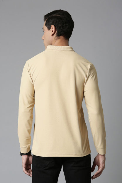 Bisque Full Sleeve Smart Tech Polo
