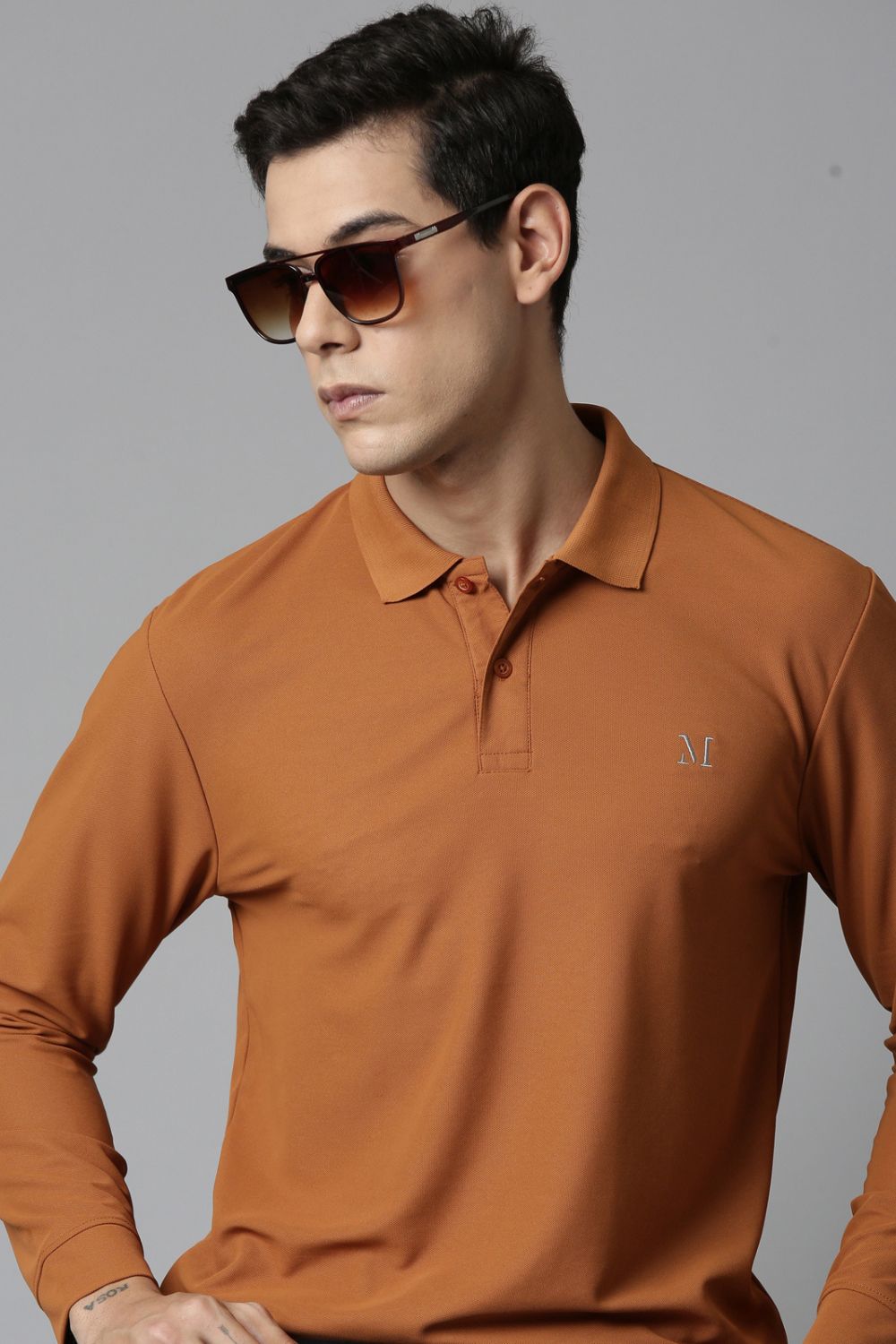 Caramel Full Sleeve Smart Tech Polo T-shirts Maxzone Clothing   