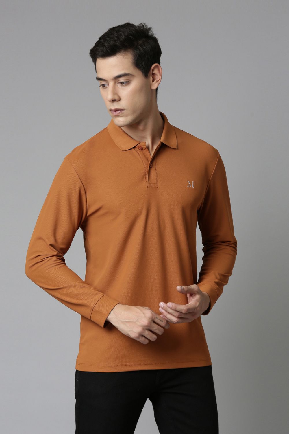 Caramel Full Sleeve Smart Tech Polo T-shirts Maxzone Clothing   