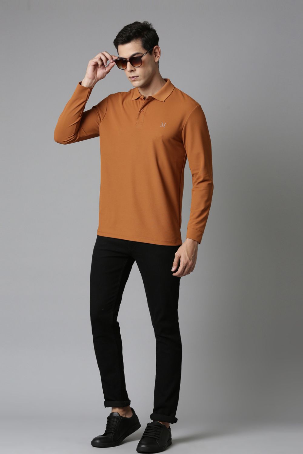 Caramel Full Sleeve Smart Tech Polo T-shirts Maxzone Clothing   