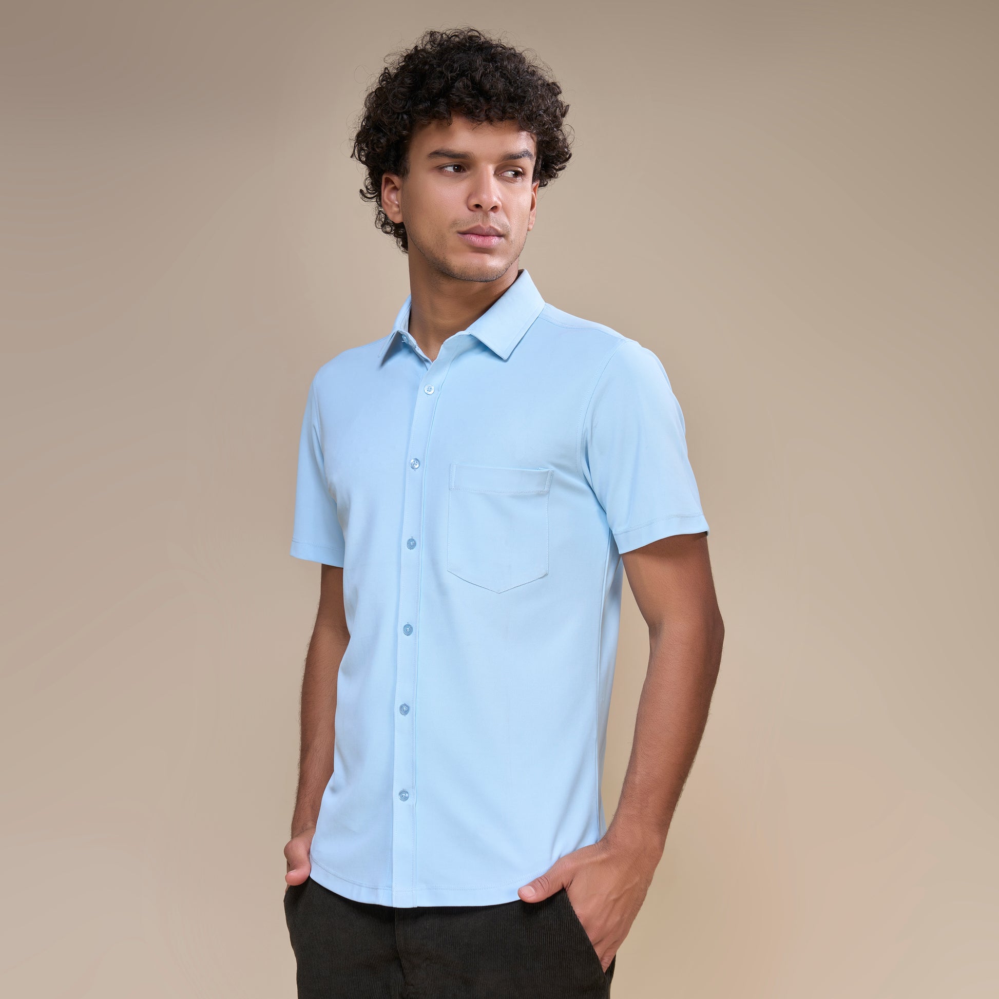 Powder Blue - Smart Tech Pocket Shirt Maxzone Clothing