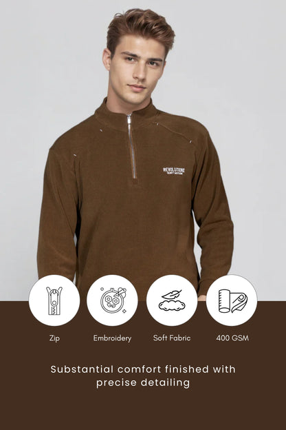 Deep Brown Zipper Sweatshirt
