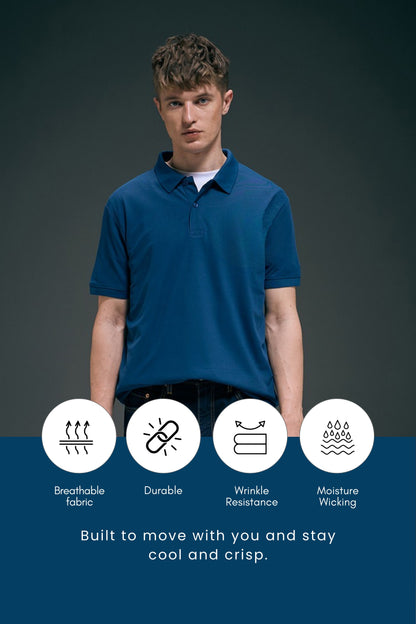 Smart tech polo - Teal Navy