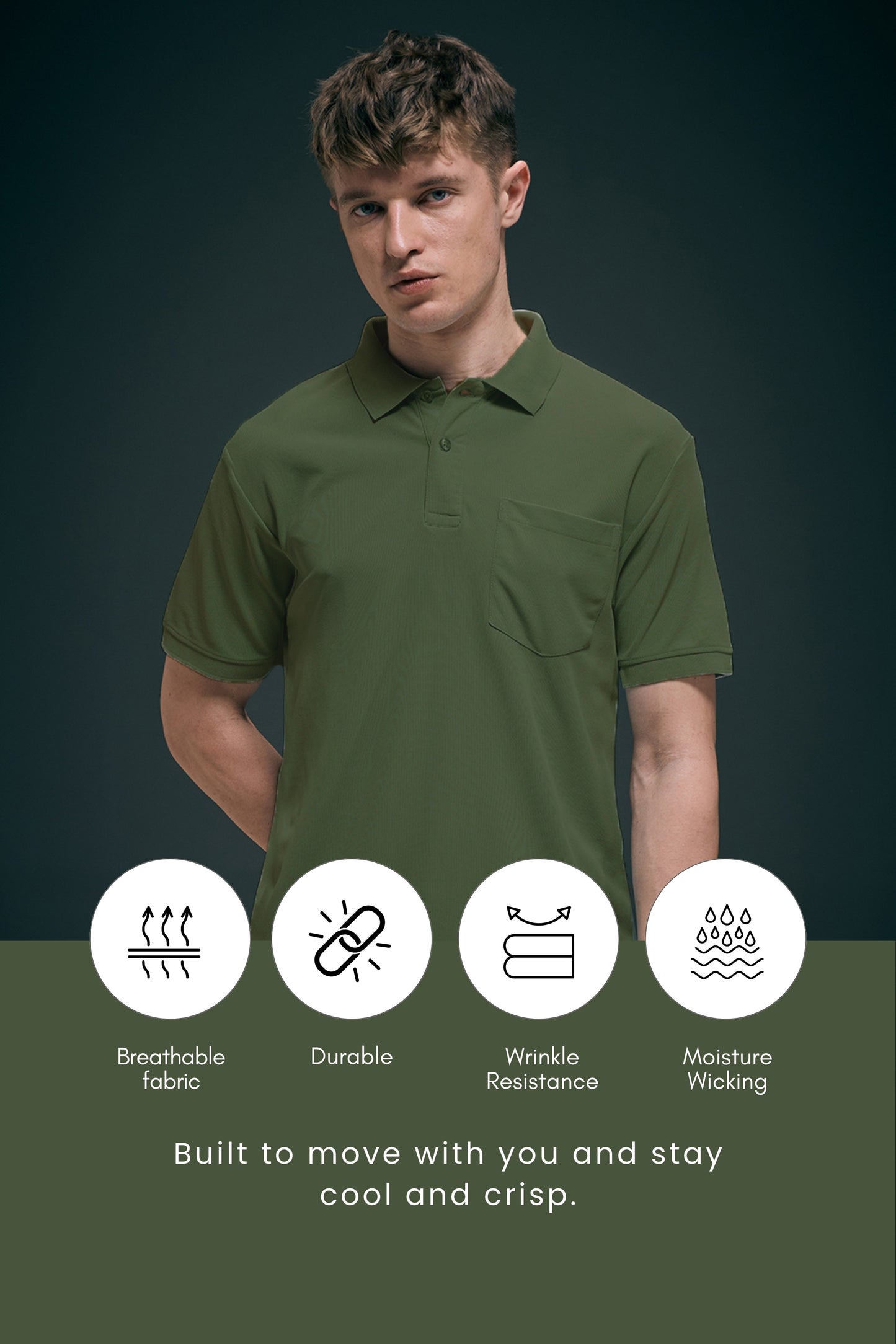Olive Green Smart Tech Pocket + Polo